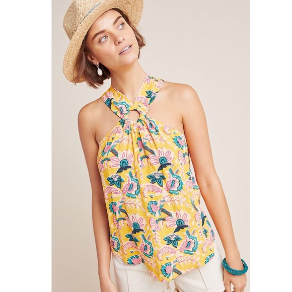 Anthropologie Tops - Anthropologie Maeve Mica Halter Tank Blouse (A2)